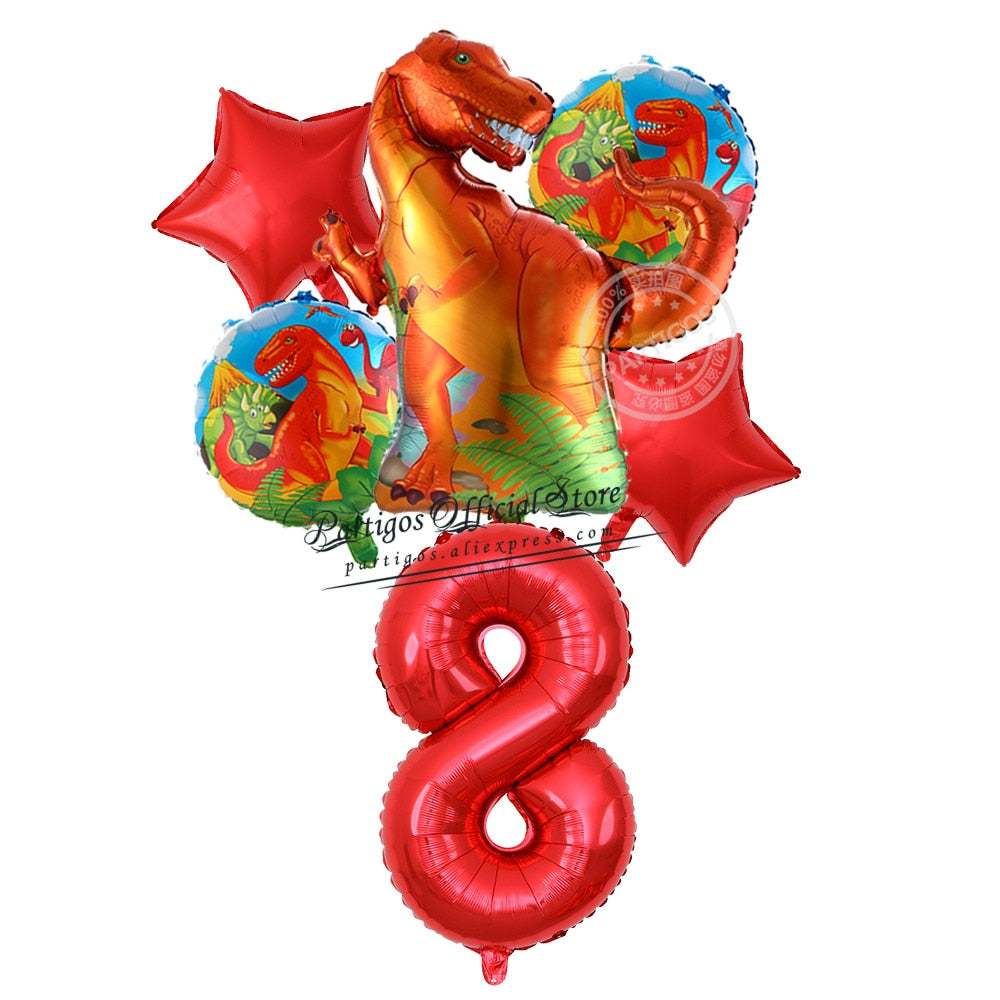 set Dinosaur Foil Balloons inch foil Number Globos Party Jungle Jurassic dragon boys Birthday Decors 