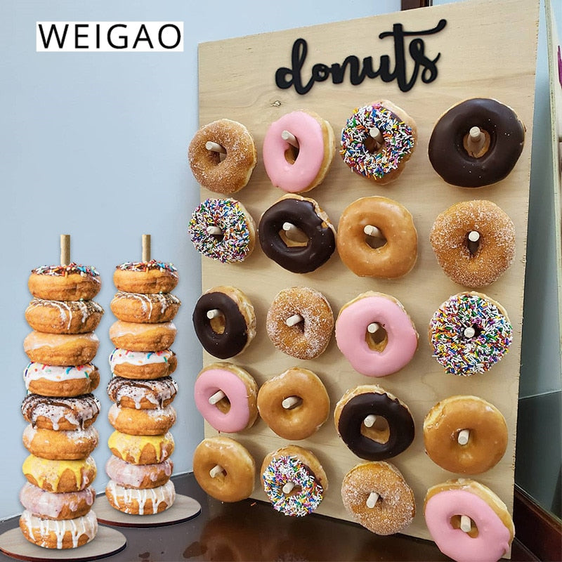 WEIGAO Donut Wall Stand Birthday Decoration Doughnut Display Holder Party Supplies Wedding Decor Table Baby shower Bride 