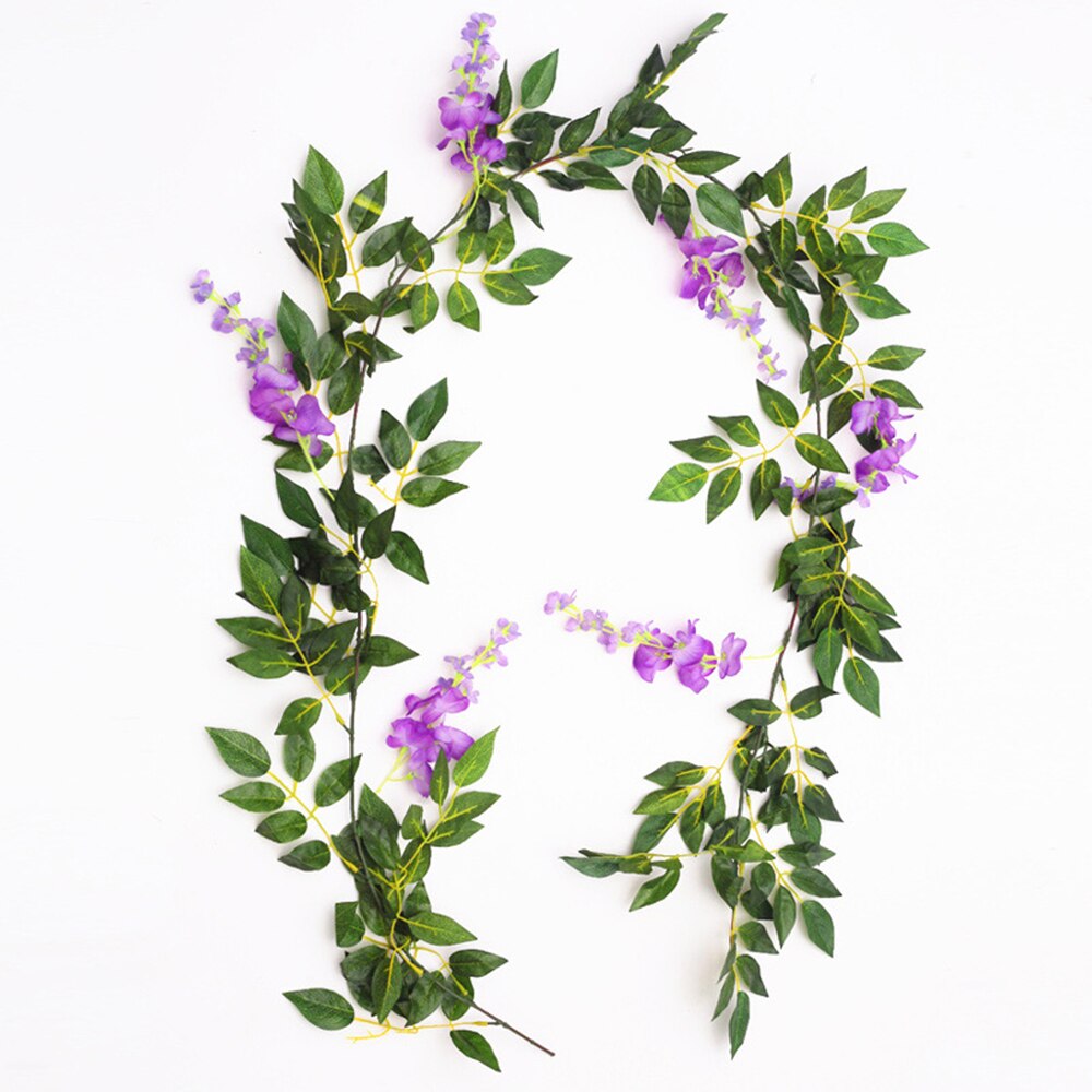 Wisteria Vine Artificial Flower Hanging Ivy Leaf Garland Wedding Rattan Arch Bridal Engagement Home Garden Decorations Inflatable Party