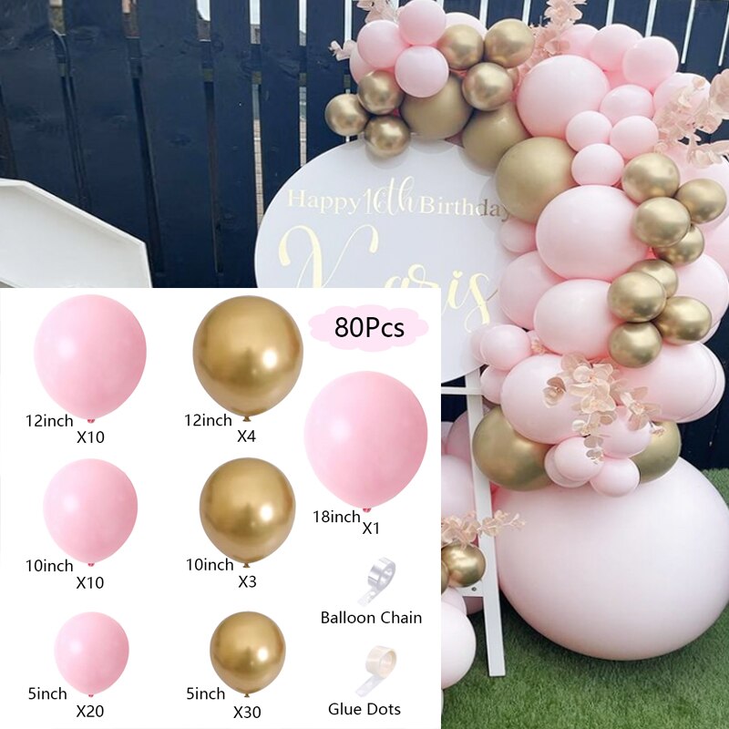 Macaron Balloons Arch Set Pink Golden Balloon Garland Wedding Baby Baptism Shower Birthday Theme Party Decoration Inflatable Decorations