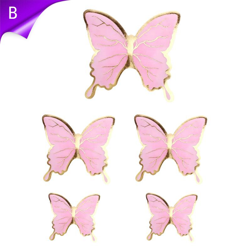 New Happy Birthday Cake Topper Butterfly Handmade Painted Decoration Tools Wedding Party Baby Shower 