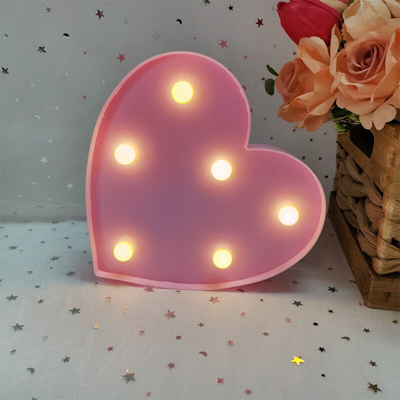 Romantic Love Heart Led Letter Lamp Valentine's Day Red Pink Night Light Ornament Wedding Birthday Party Home Room Decoration 