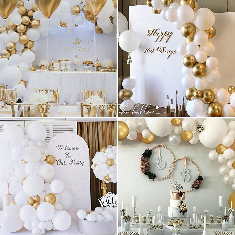 Pcs Wedding Decorations Balloon Garland Arch Kit White Gold Balloons Baby Shower Birthday Anniversary Party Supplies 