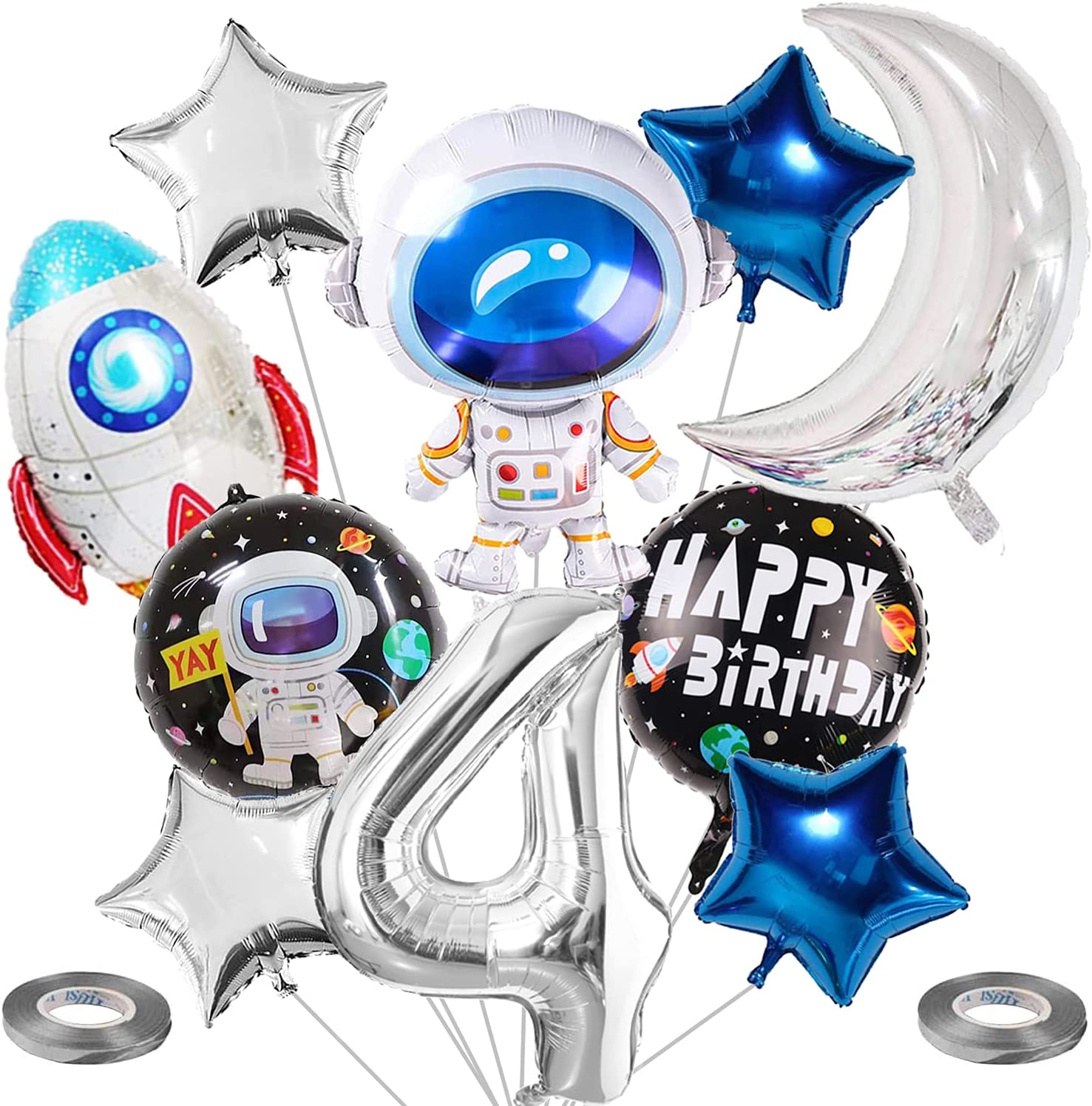 Outer Space Balloon Garland Kit Party Decorations Rocket Balloons Star Number Themed Birthday Supplies Inflatable