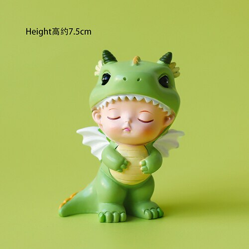 Lovely Dinosaur Baby Cake Topper Resin Dino Forest Styles Kid Boy Birthday Shower Party Cakes Decoration Dessert Flag 