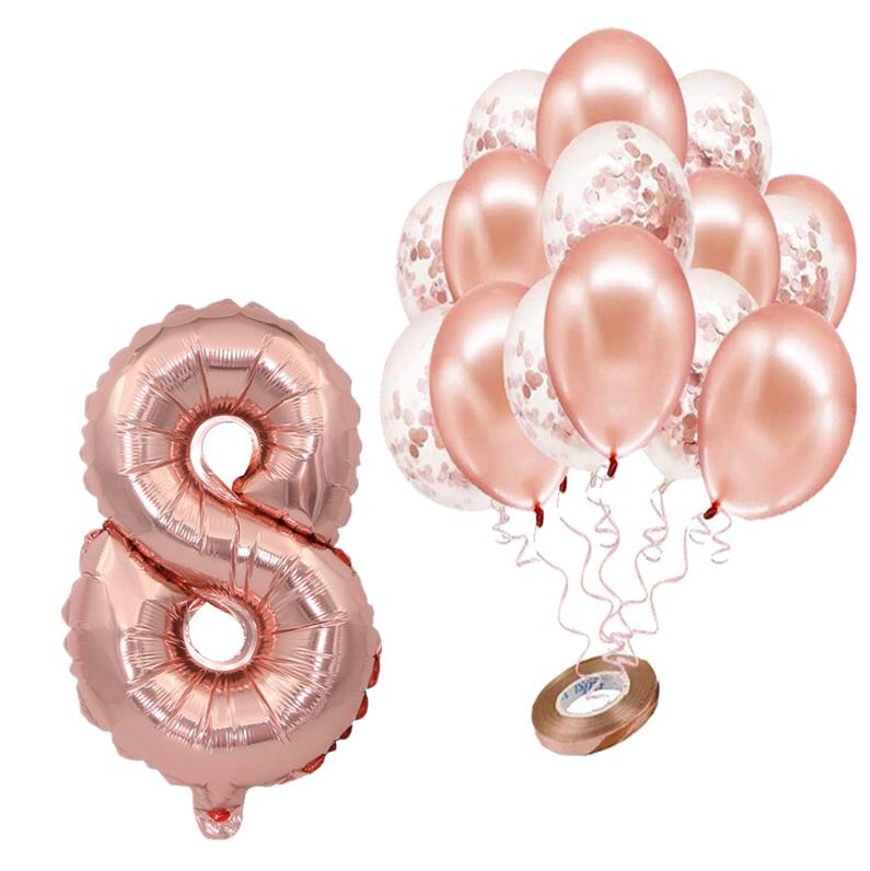 pcs/lot Rose Gold Number Foil Balloons Happy Birthday Baby Shower Kids st Party Decorations Balloon 