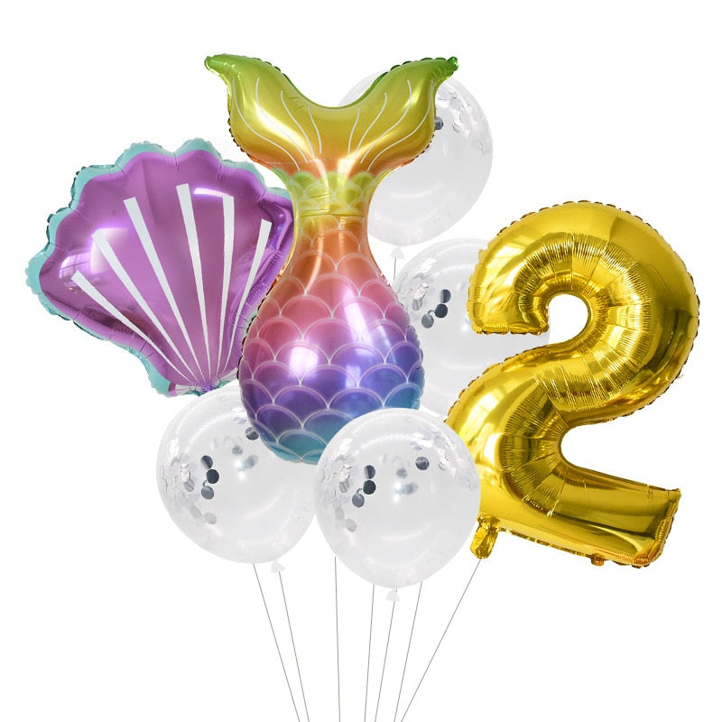 Pcs/Set Mermaid Party Number Foil Balloon Combination Baby Shower Birthday Decorations Helium Balloons 