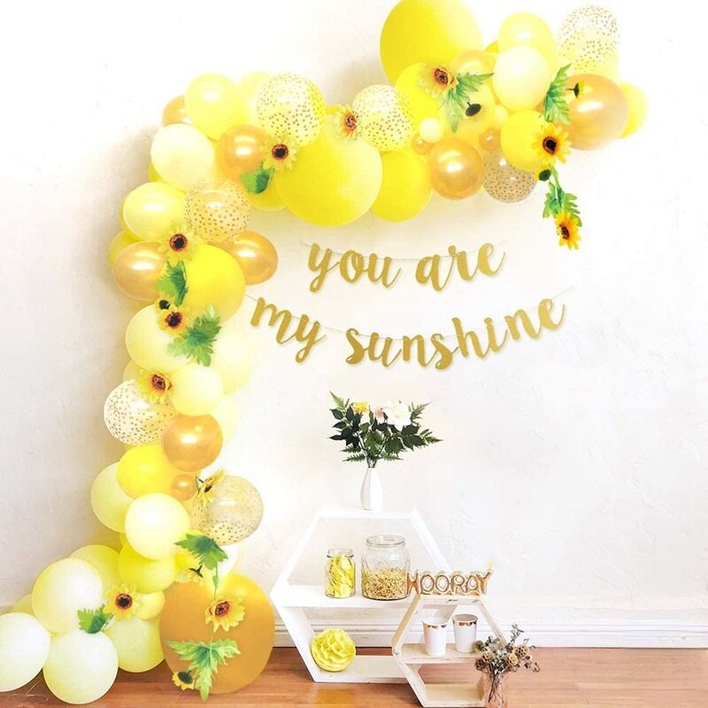 Sunflower Party Decoration Yellow Balloon Arch Set Kids Birthday Baby Shower Supplies Sunshine Banner Inflatable Decorations