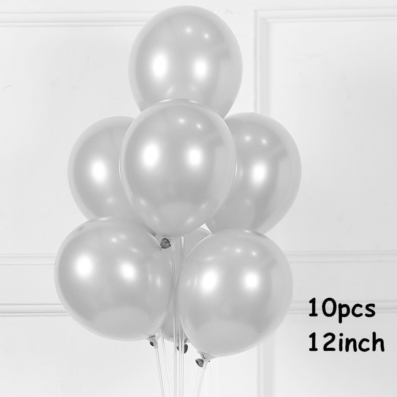 Large Silver Black Helium Number Balloons confetti Latex Ballon Wedding Decoration Baby Shower Birthday Party Metal Decor Globos PartyDecorHQ