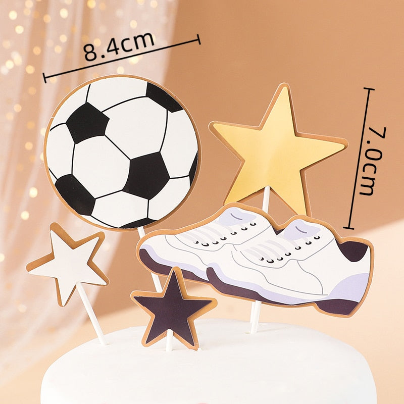 Football Basketball Theme Cupcake Topper Boy Happy Birthday Party Soccer Cake Baking Decoration Supplies 