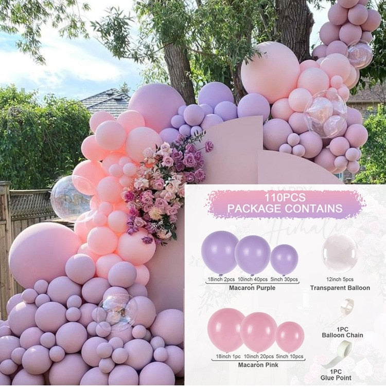 Purple Pink Balloons Garland Arch Kit Macaroon Latex Ballons Wedding Birthday Party Decor Kids Adult Girl Baby Shower Ballon Inflatable Decorations