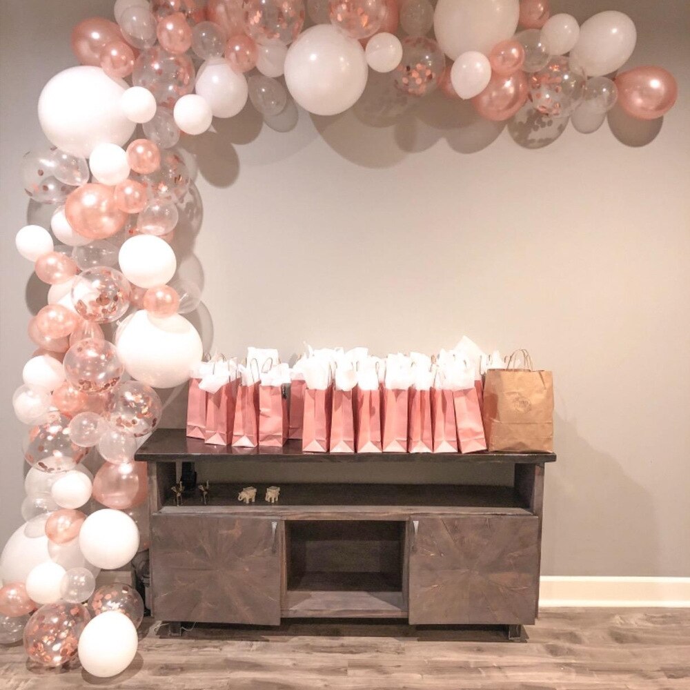 Rose Gold Confetti Balloon Garland Set Women Wedding Birthday Bachelor Girlfriend Party Decoration Room Inflatable Decorations