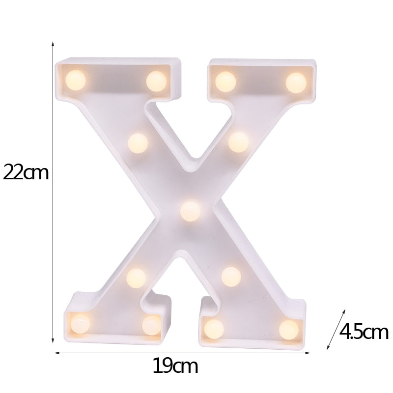 DIY LED Letter Numbers Night Light Wall Hanging Decoration Wedding Birthday Party Alphabet Digit Symbol Sign without Battery 