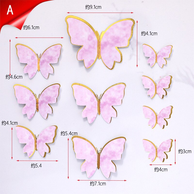 New Happy Birthday Cake Topper Butterfly Handmade Painted Decoration Tools Wedding Party Baby Shower 