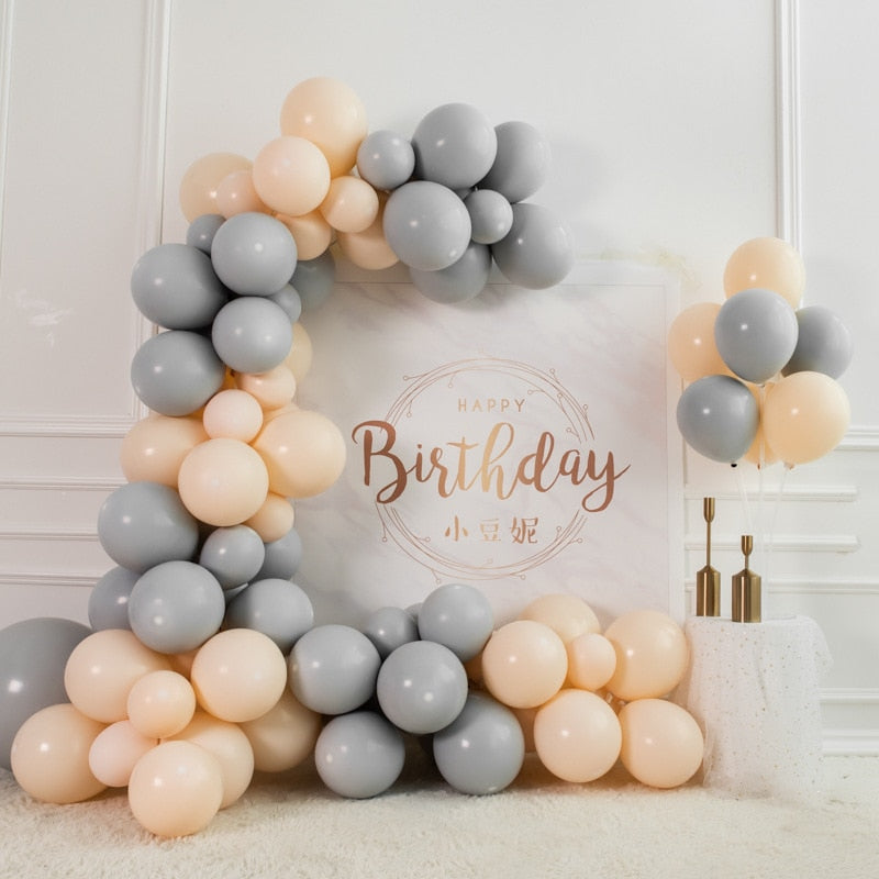 pcs/lot Skin Gray Balloons Garland Arch Kit Baby Shower Birthday Party Grey Decor latex Air Helium Balloon Background Supplies Inflatable Decorations