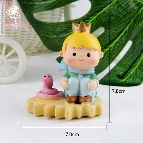 Cute Prince Resin Creative Crafts Cake Decorations Little Boy Model Standing Micro Landscape Flower Pots Decor Home Figurines 