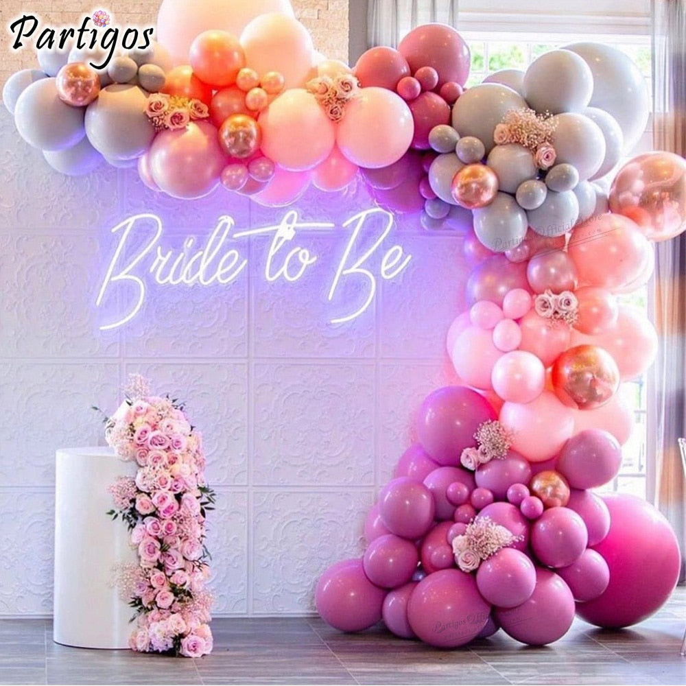 Pcs Pastel Pink Rose Red Latex Balloons Garland Kit Set Wedding Decorations Globos Chain Birthday Engagement Bridal decors Inflatable Party