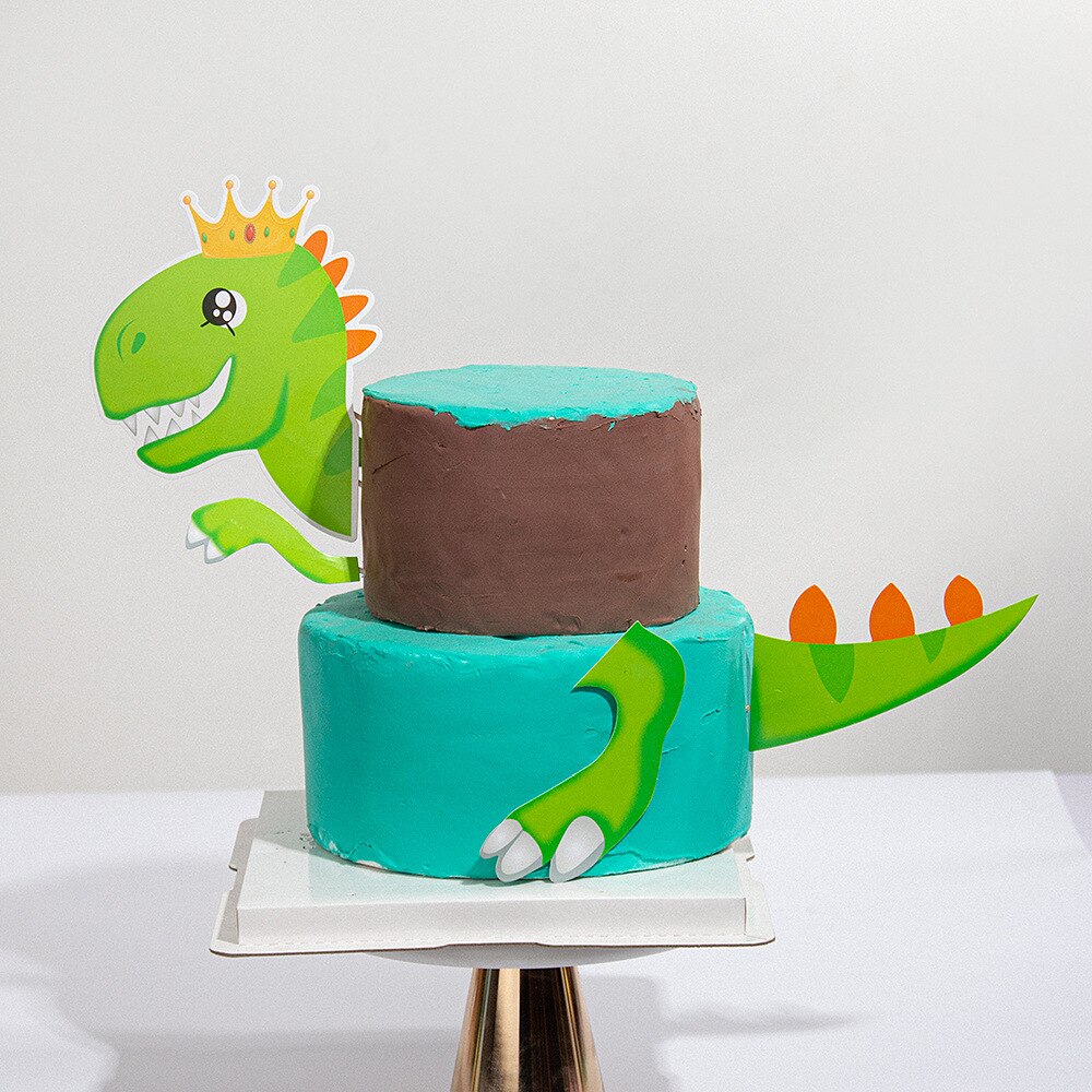 HUHULE Dinosaur Themed Party Cake Decoration Birthday Kids Paper Topper Boys Top Deco Dino 