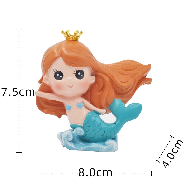 Ocean Theme Shell Little Mermaid Cake Decoration Princess Doll Ornaments Kids Fairy Girl Birthday Topper Beauty Card Plug-i 