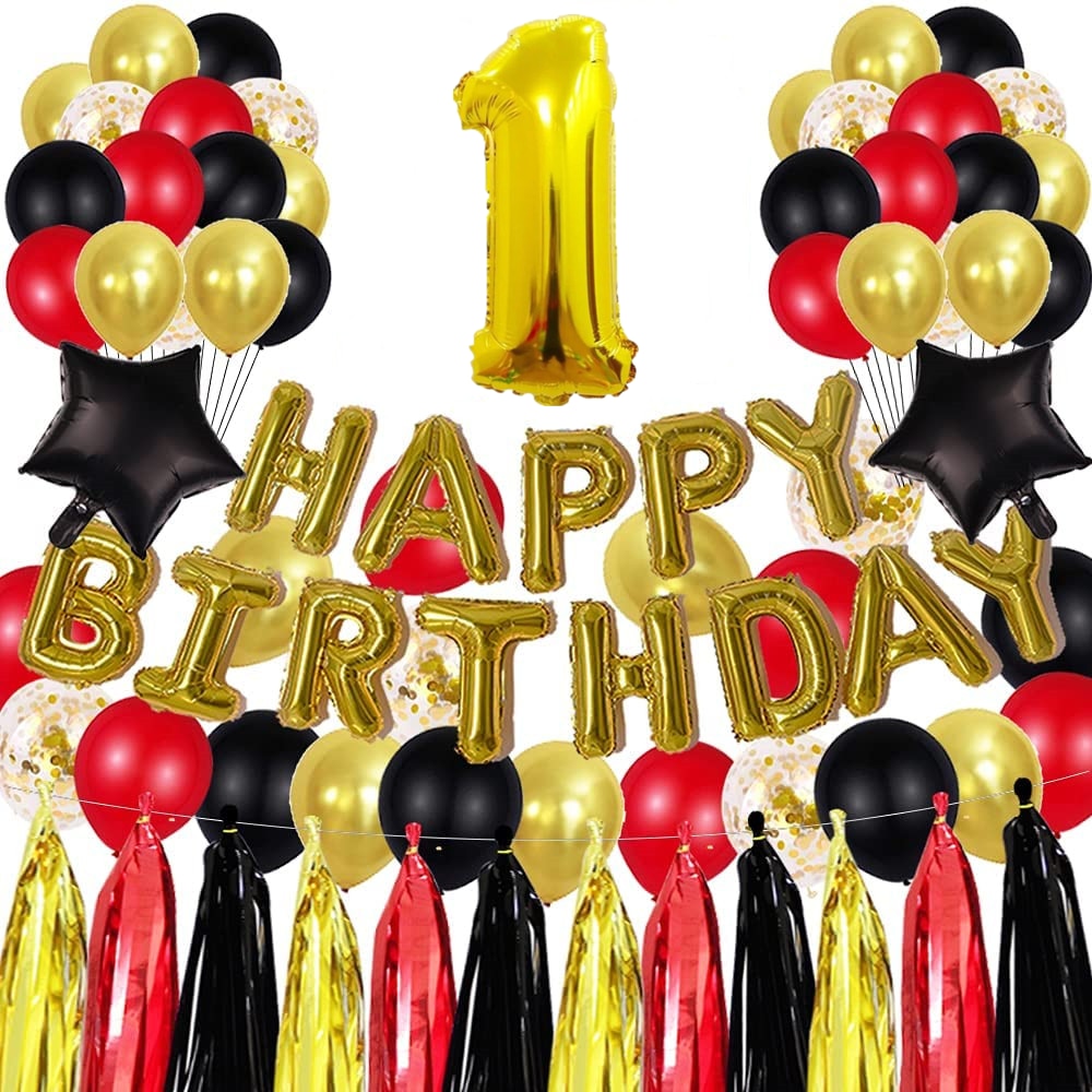 pcs Golden th Birthday Party Decorations inch Letter Balloons Banner Tassels Garland Number Latex Balloon 