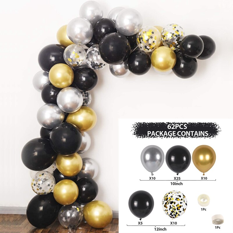 Birthday Black Gold Balloon Garland Arch Kit Happy 30 40 50 Birthday Party Decoration Adults Baby Shower Balloon Supplies PartyDecorHQ