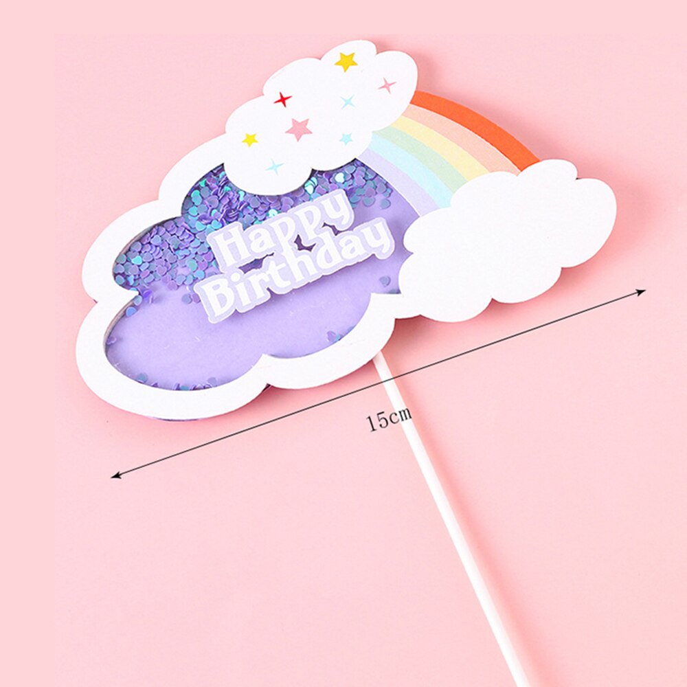 Cute Cartoon Cake Decorating Supplies Rainbow Clouds Topped Kid Birthday Party Decorations 