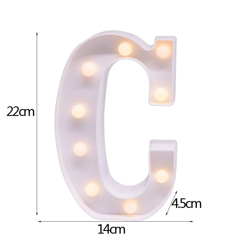 DIY LED Letter Numbers Night Light Wall Hanging Decoration Wedding Birthday Party Alphabet Digit Symbol Sign without Battery 