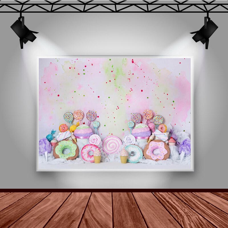 Donuts Candy Photography Background Newborn Shower Cake Smash Photo Backdrop Birthday Party Decoration Studio Props Banner 