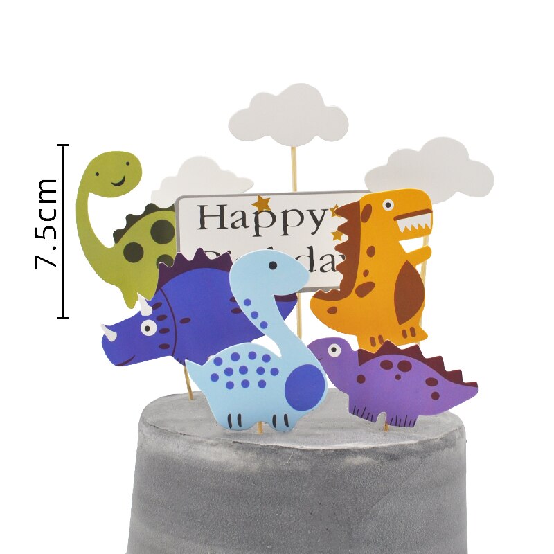 Dinosaur Party Decoration Cake Topper Birthday Happy Anniversary Jurassic Dino Animals Kids Favors Cakes Decorating Dessert Gift 