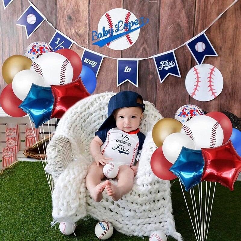 Baseball Baby Shower Supplies Balloon Garland Arch Kit White Red Star Foil Kids Birthday Party Decoration Inflatable Decorations