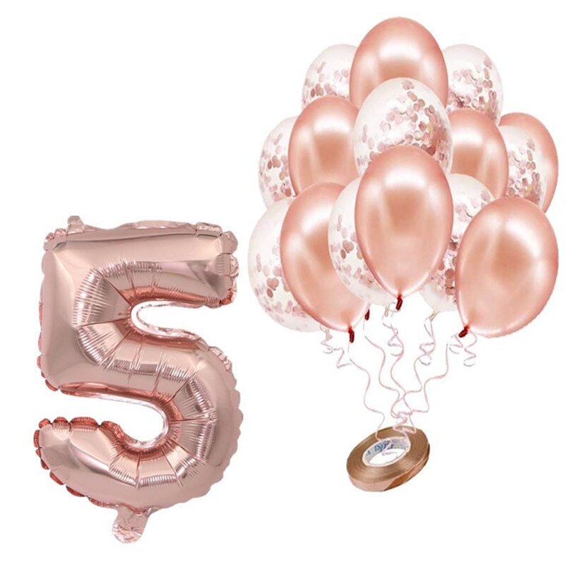 pcs/lot Rose Gold Number Foil Balloons Happy Birthday Baby Shower Kids st Party Decorations Balloon 