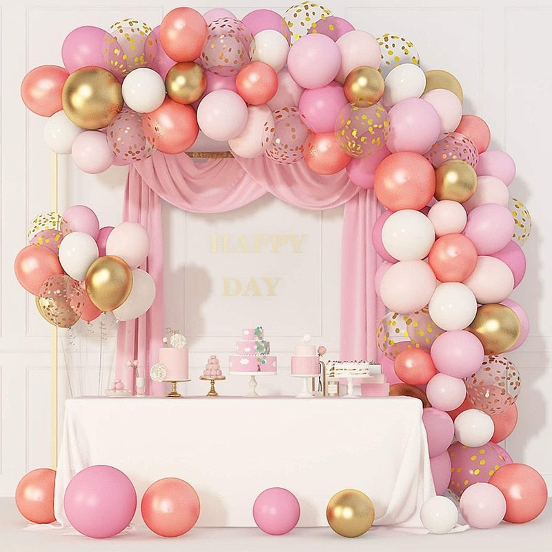 Pieces Pink Rose Gold Arched Latex Balloon Set Decoration Girl Wedding Birthday Anniversary Bachelor Party Supplies 