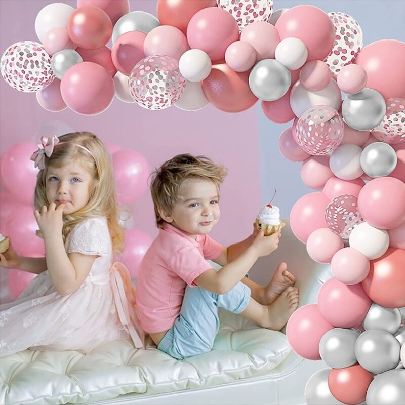 pcs Birthday Decoration Balloon Arch Kit Pink Confetti Girl Wedding Bridal Shower Baby Party Supplies Inflatable Decorations