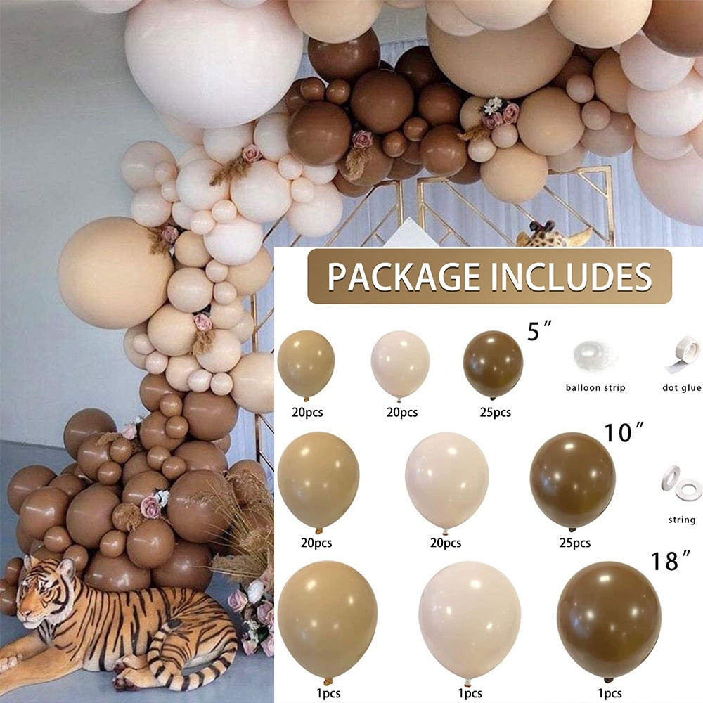 149PCS Brown Balloons Garland with Coffee Brown Blush Balloons Wedding Birthday Baby Shower Party Valentine's Day Decorations PartyDecorHQ