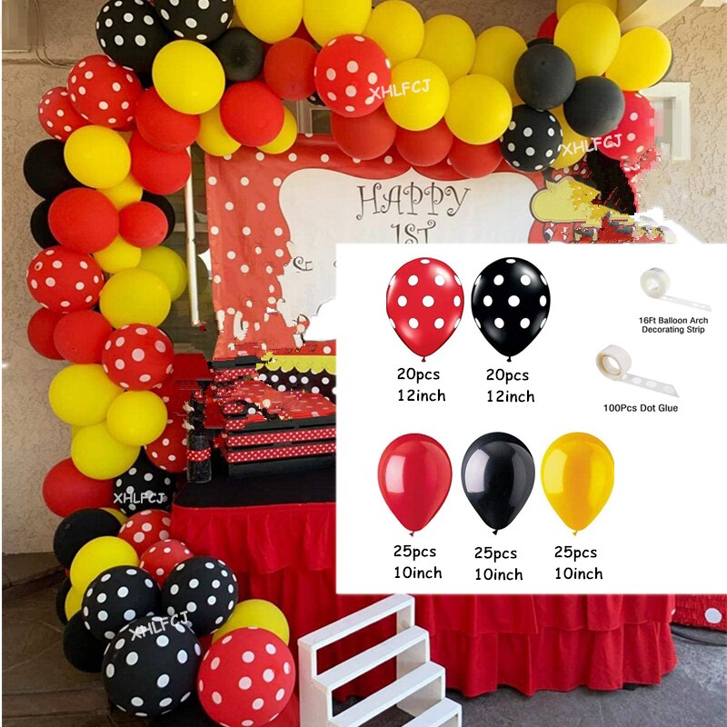 pcs Red Yellow Black Balloon Garland Arch Kit Polka Dot Latex Baby Shower Wedding Birthday Party Decorations Balls Inflatable