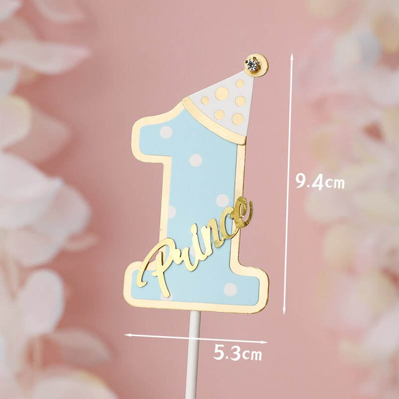 Number Cake Topper Decor Pink Blue Crown Butterfly Noble 1 2 3 Digit Baby Kid Happy Birthday Cake Decoration Dessert Supplies PartyDecorHQ