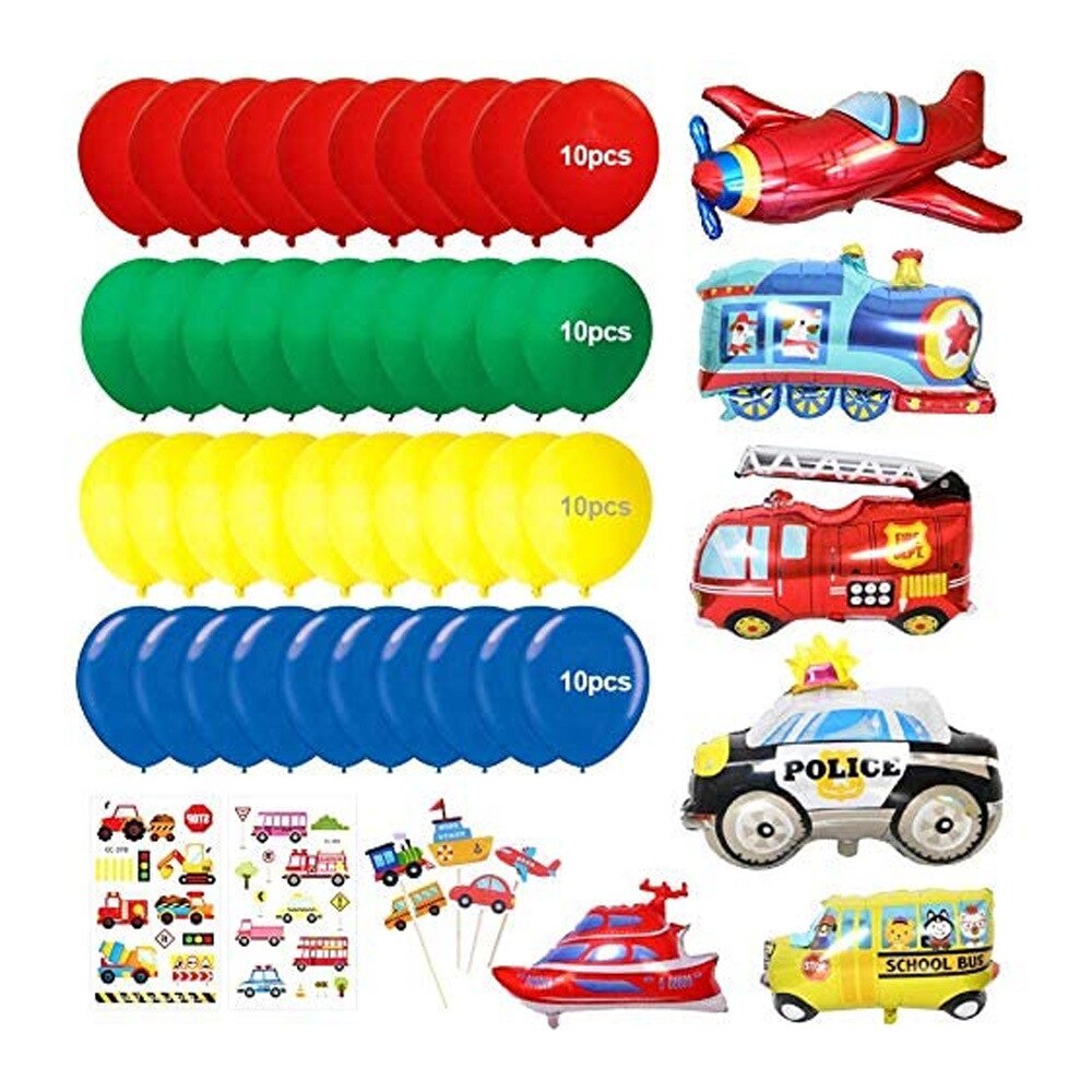 Transportation Theme Party Balloons Garland Cartoon Airplane Car Train Foil Arch Kit Boy Kids Birthday Decorations Inflatable