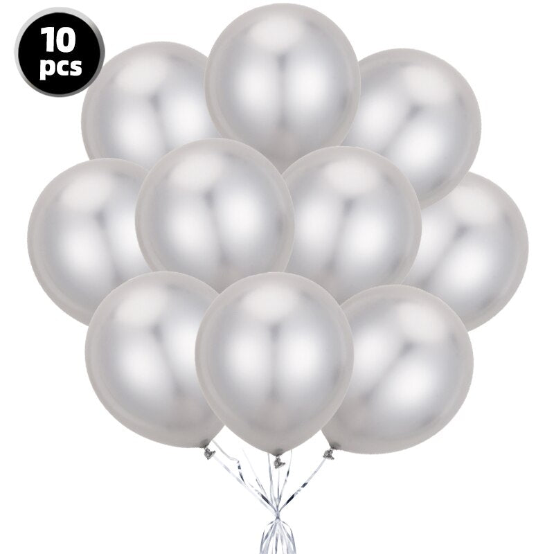 pcs Metal Balloons Happy Birthday Party Decoration Globos Chrome Latex Balon Baby Shower Wedding Valentine's Day Decor 