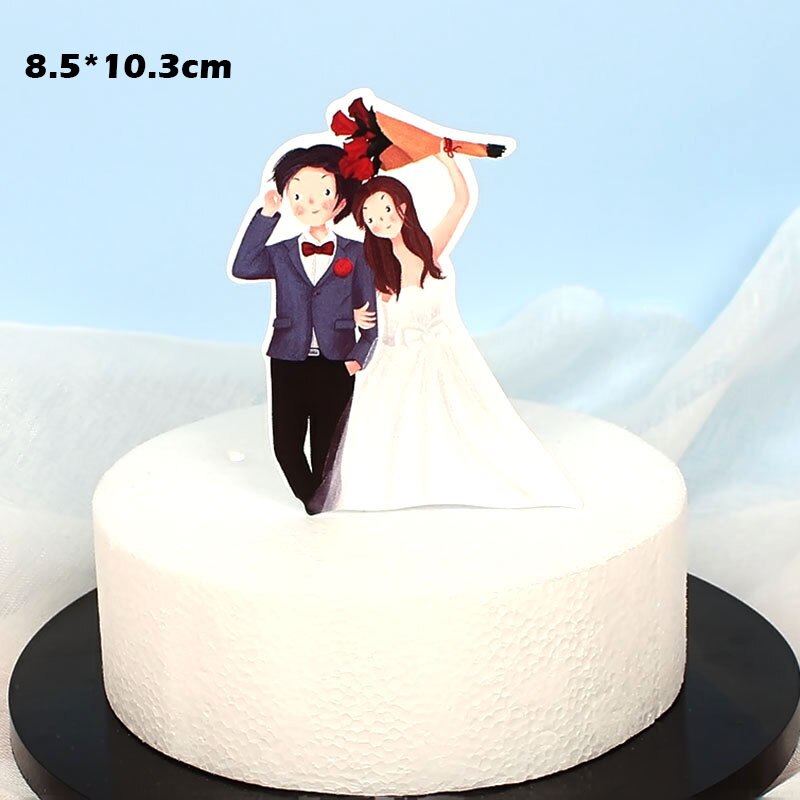 pcs Paper Cake Topper Happy Birthday Valentine Wedding Party Decorations Dessert Insert Baby Shower Baking Supplies 