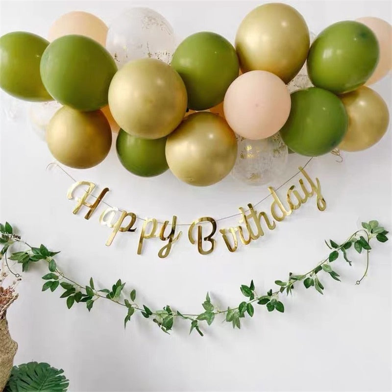 Pcs Retro Bean Avocado Green Latex Balloons Garland Arch Chain Kit Birthday Wedding Party Decorations Globes Valentines Inflatable