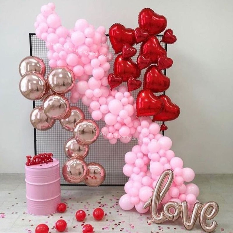 pcs/lot Gaint Link Rose Gold Love Balloons Garland Arch Valentines Day Wedding Party Heart Balloon Decoration Globos Inflatable Decorations