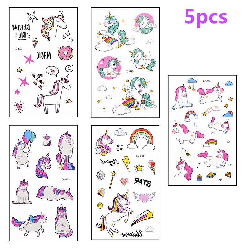 Children Cute Cartoon Animal unicornTemporary Tattoo Stickers Baby Shower Kids Body Makeup Sticker Tattoos 