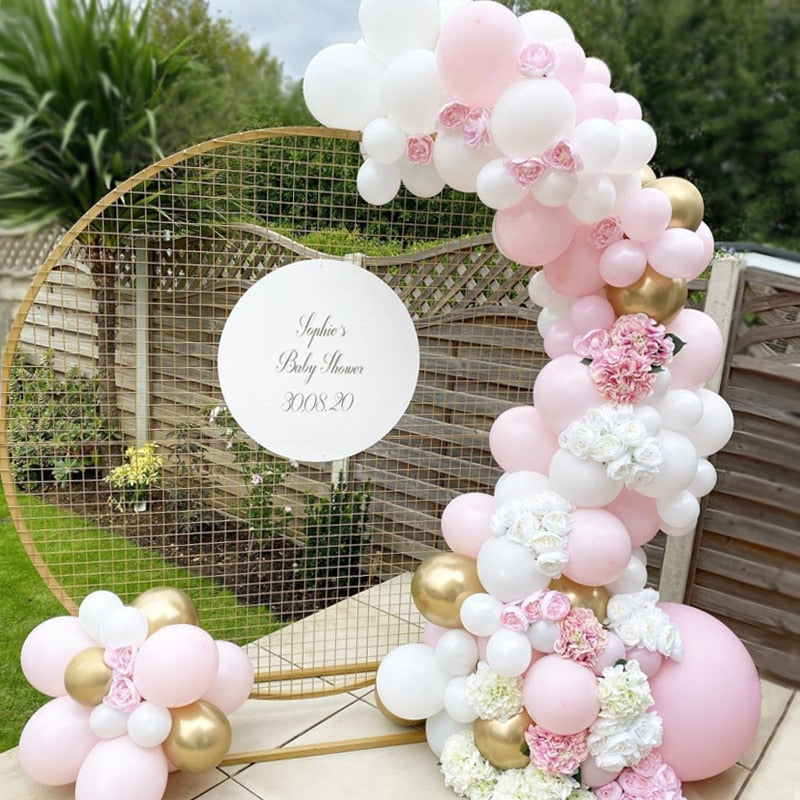 Pastel Balloons Arch Baby Baptism Girl Macaron Balloon Arches Kit Pink White Birthday Party Decor Kids Metal Ballons Garland Inflatable Decorations