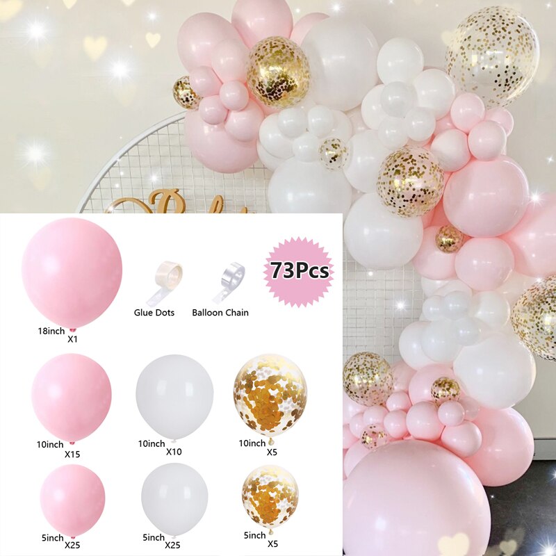 Balloons Arch Set White Pink Confetti Balloon Garland Christmas Birthday Party Baby Baptism Shower Wedding Decoration Inflatable Decorations