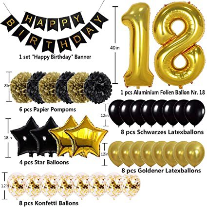 Black Gold th Birthday Party Decoration Balloon Set Paper Flower Ball Star Number Foil Boy Girl Men Women 