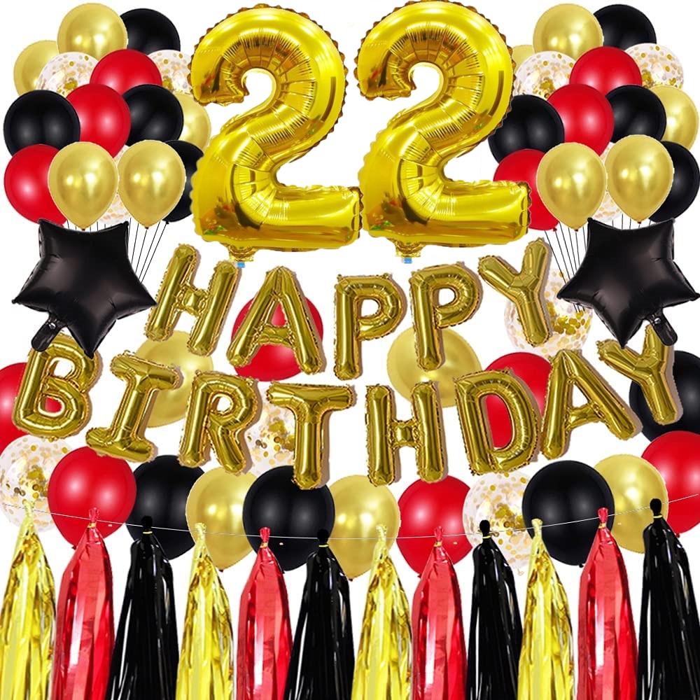 pcs Golden th Birthday Party Decorations inch Letter Balloons Banner Tassels Garland Number Latex Balloon Inflatable