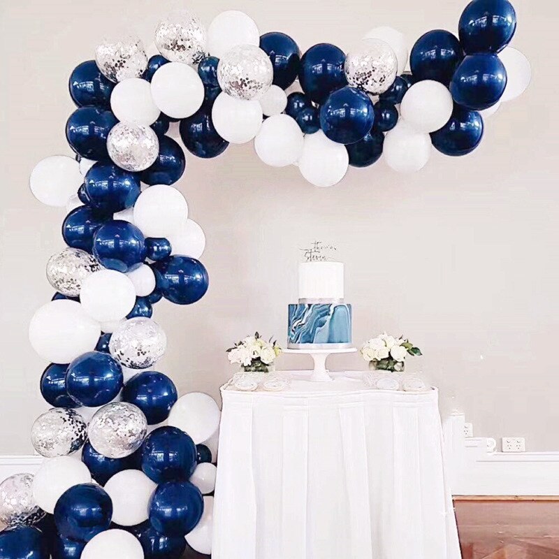 Balloon Garland Arch kit pcs ft Long Navy Blue White Silver Confetti Balloons Baby ShowerWedding Birthday Party Decoration Inflatable Decorations