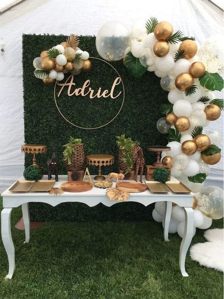 98pcs White And Gold Balloon Arch Kit For Birthday Party Wedding Decorations With Green Leaves White Arche Ballon Garland PartyDecorHQ