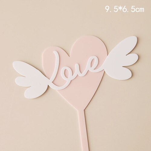 Pink Big Bow Angel Bear Hearts Love Cake Topper Valentine's Day Party Decorations Anniversary Gifts 