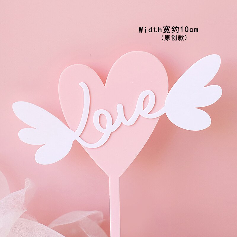 Valentine's Day Wedding Party Bear Red Bow Heart Cake Topper Decorations Love Pink Pearl Card Luminous Decor Doll Gifts 